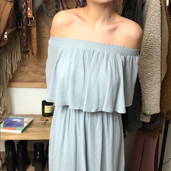 Powder Blue Off-the-shoulder Dress - Picture 3 of 4
